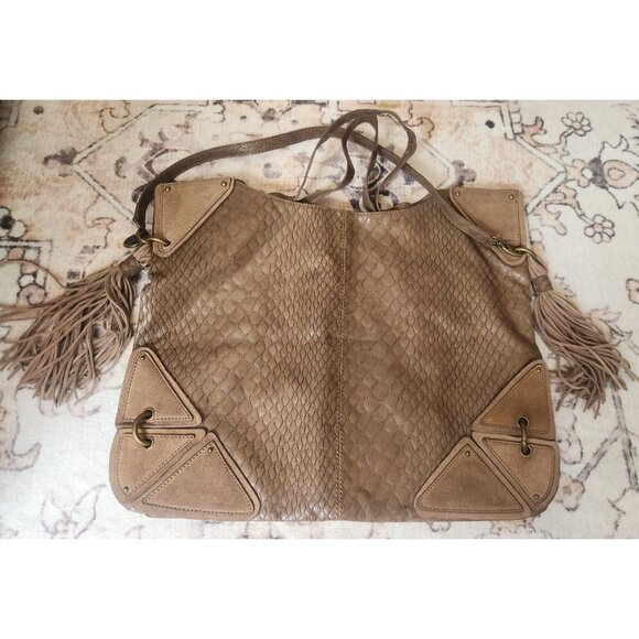 Jessica Simpson Large Leather Brown Embossed Shoulder Tote Bag NWOT - Picture 1 of 8